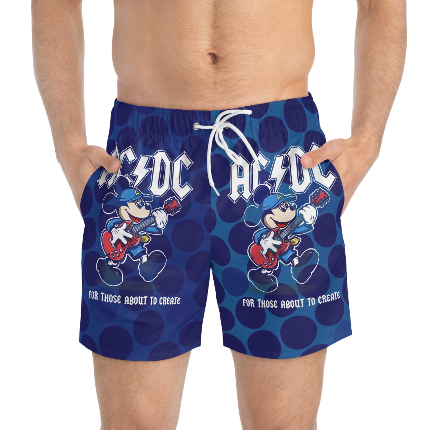 ACDC-Inspired Swim Trunks for Music Lovers, Fun Beachwear, Summer Vacation Shorts, Creative Pool Party Swimwear, Cool Gift for Musicians