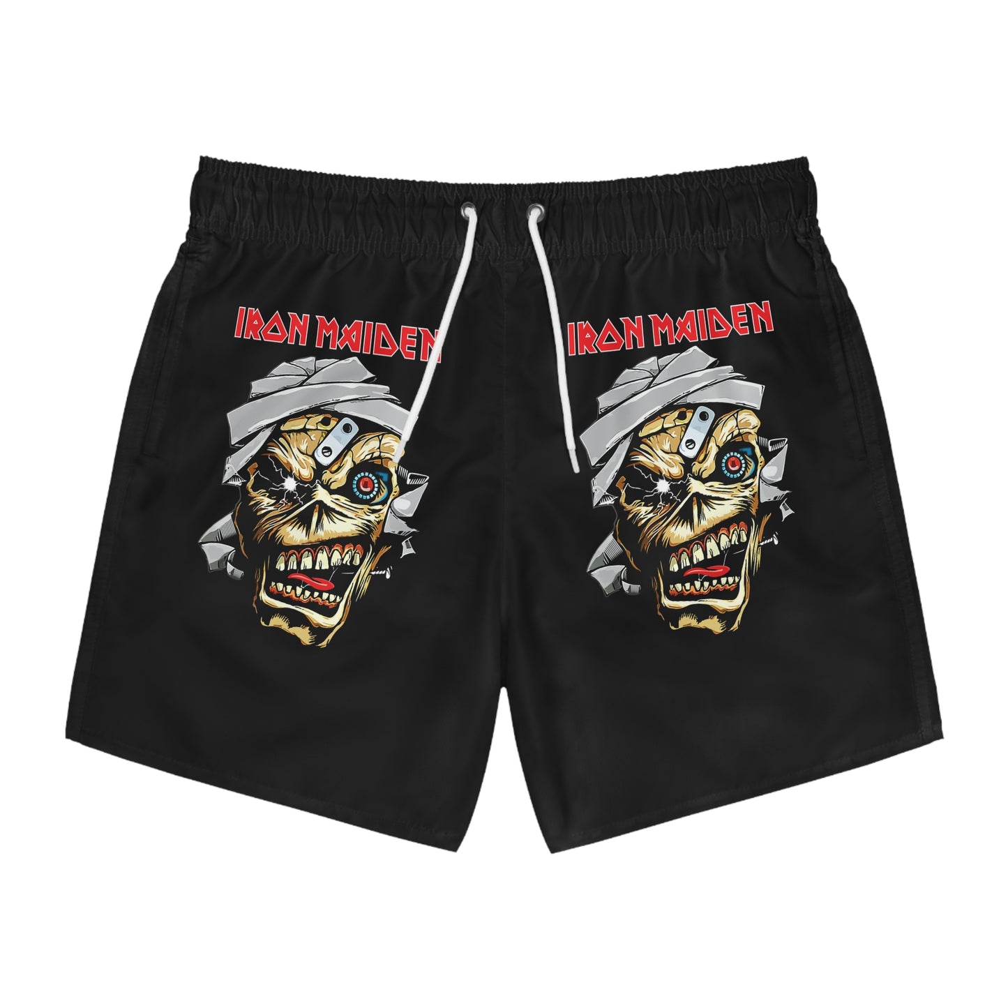 Iron Maiden Swim Trunks, Summer Beach Wear, Music Festival Shorts, Graphic Swimwear, Edgy Pool Apparel, Unisex Beach Fashion