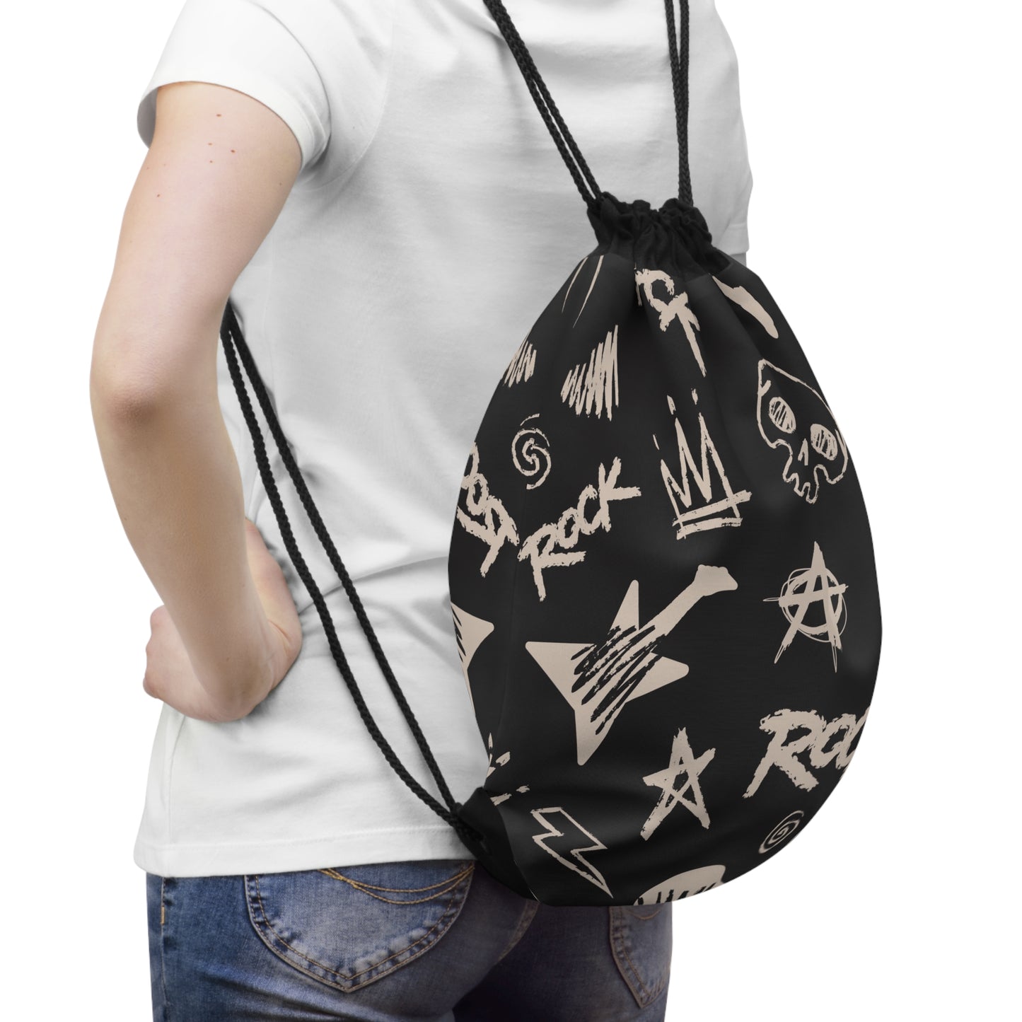 Rock 'n' Roll Drawstring Bag | Music Lover's Gym Sack, Concert Tote, Band Merchandise, Festival Gear, Gift for Musicians