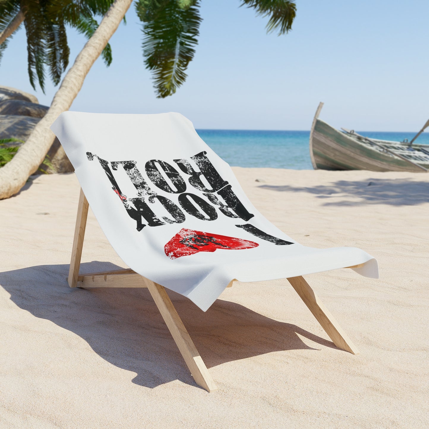 I Love Rock n Roll Beach Towel