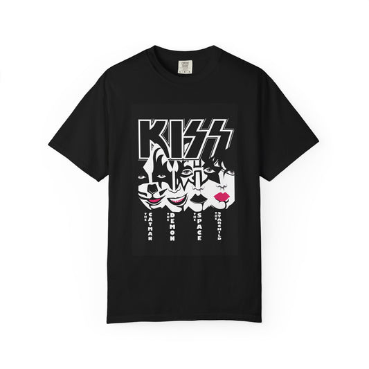 Kiss Cat Unisex Garment-Dyed T-Shirt, Music Fan Tee, Cat Lover Shirt, Pop Culture Gift, Rock Concert Apparel