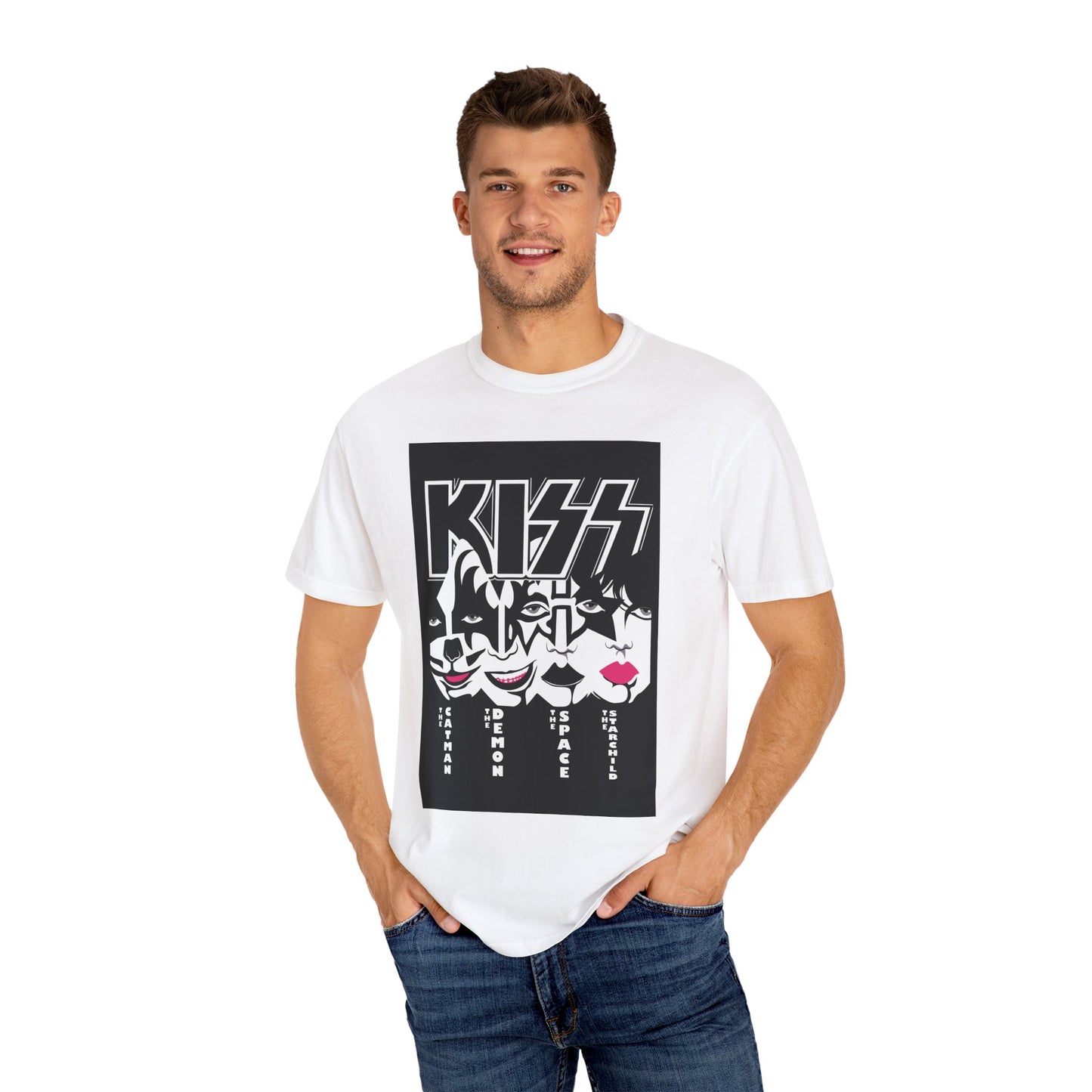 Kiss Cat Unisex Garment-Dyed T-Shirt, Music Fan Tee, Cat Lover Shirt, Pop Culture Gift, Rock Concert Apparel