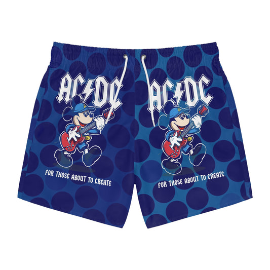 ACDC-Inspired Swim Trunks for Music Lovers, Fun Beachwear, Summer Vacation Shorts, Creative Pool Party Swimwear, Cool Gift for Musicians