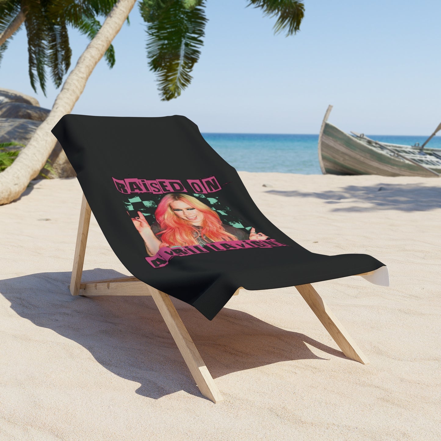 Retro Beach Towel with Avril Lavigne Design - Perfect for Summer, Pool Parties, Gifts for Music Lovers, Beach Days, and Festivals