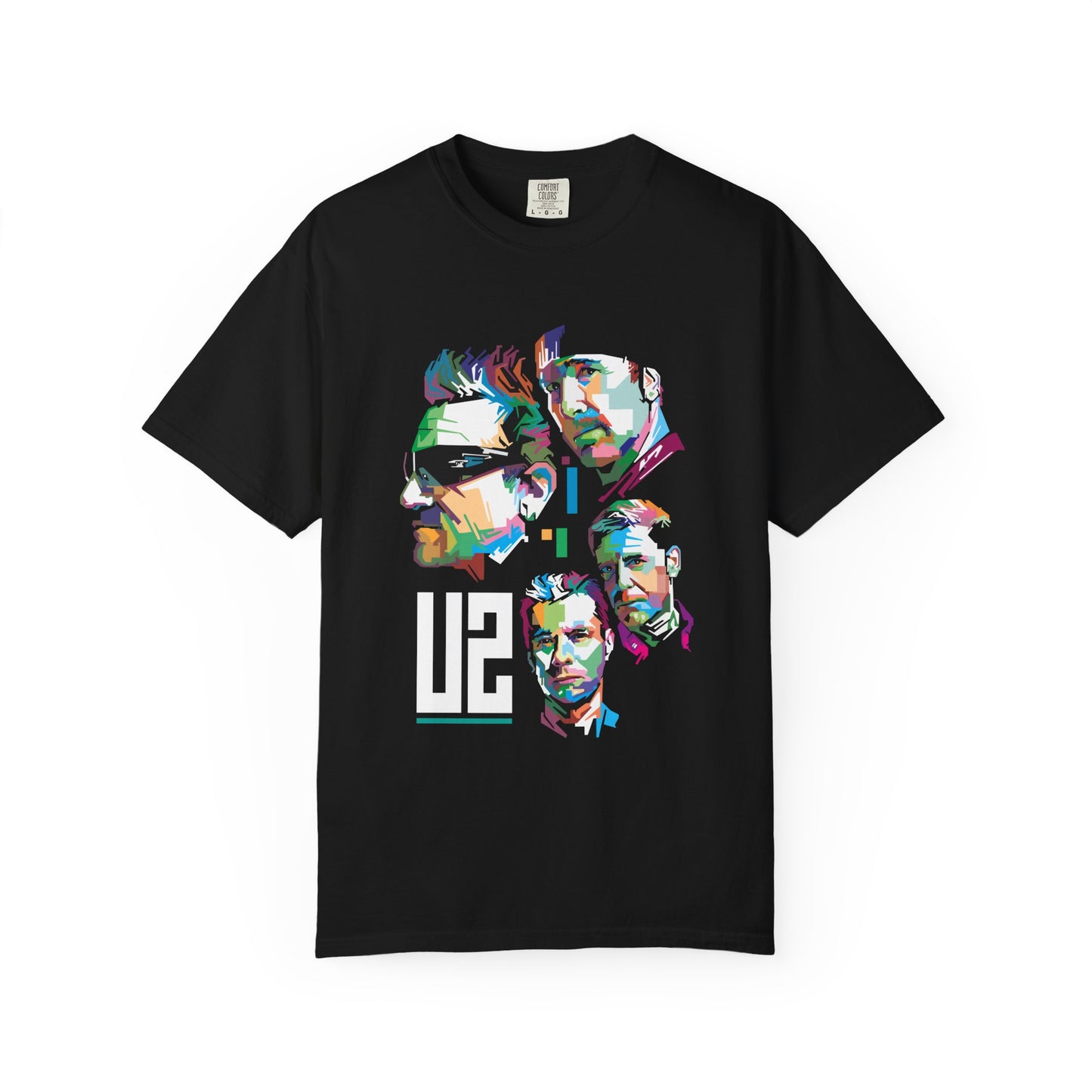 Colorful Graphic T-shirt Featuring Iconic Music Band Art