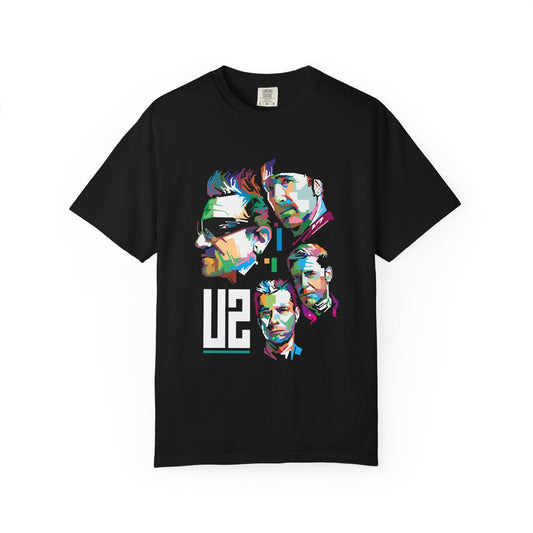 Colorful Graphic T-shirt Featuring Iconic Music Band Art
