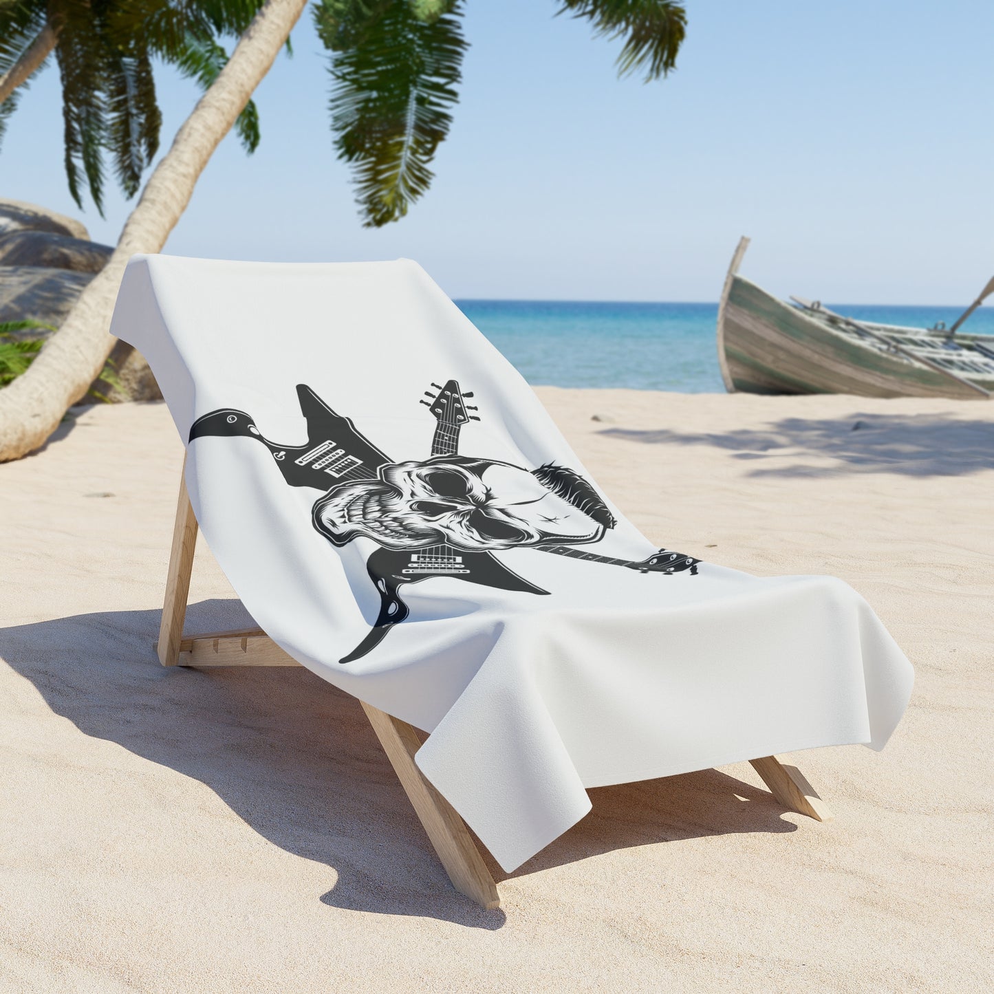 Guitar Skull Beach Towel | Perfect for Rock Lovers, Poolside Fun, Summer Vacations, Music Festivals, and Beach Days