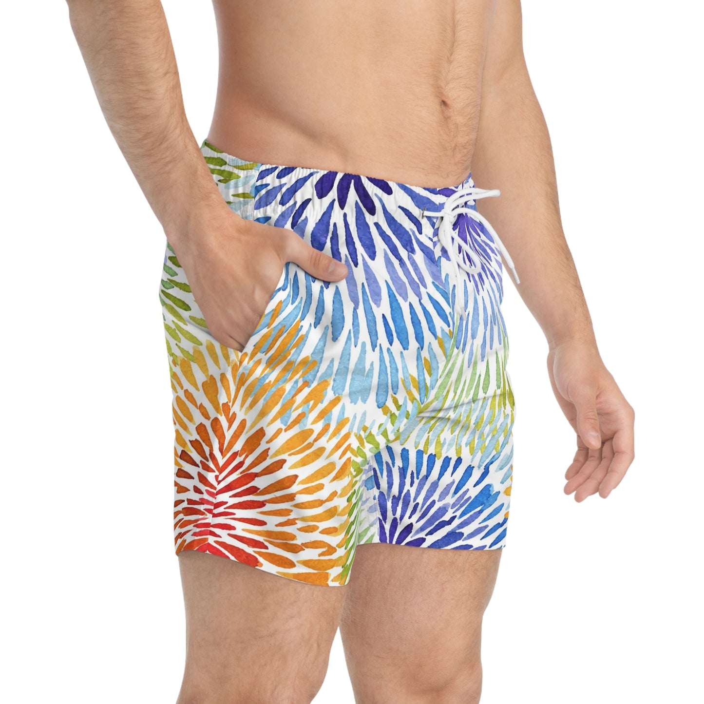 Vibrant Tie-Dye Swim Trunks Colorful Beach Shorts