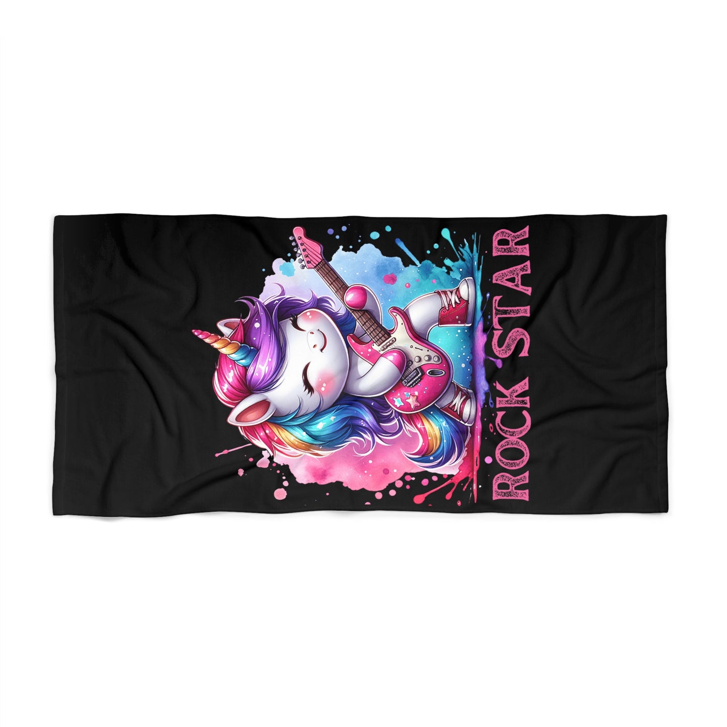 Rock Star Unicorn Beach Towel