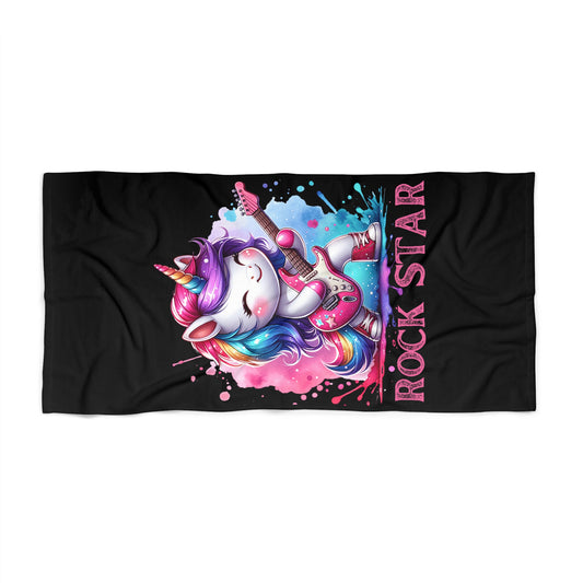 Rock Star Unicorn Beach Towel