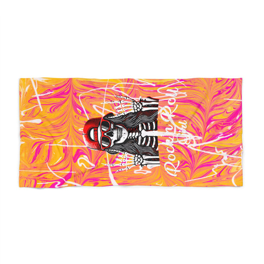 Vibrant Skull Beach Towel, Skull Towel for Summer, Beach Accessory, Poolside Decor, Gift for Beach Lovers