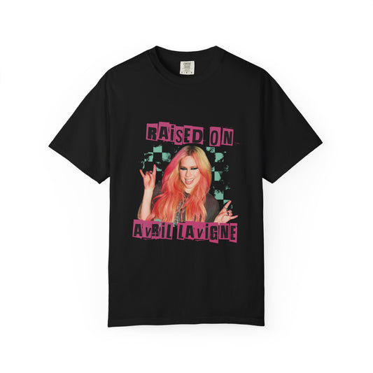 Unisex Retro Music Tee - Raised on Avril Lavigne, Vintage Band Shirt, Gift for Music Lovers, Festival Wear, Cool Graphic T-shirt