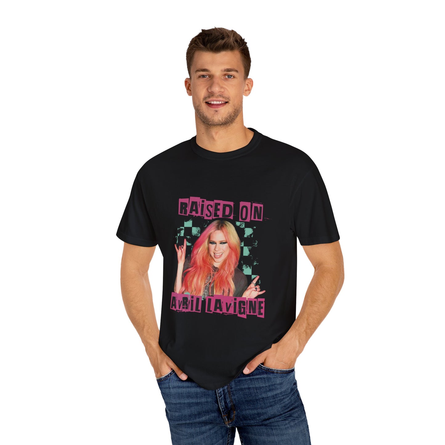 Unisex Retro Music Tee - Raised on Avril Lavigne, Vintage Band Shirt, Gift for Music Lovers, Festival Wear, Cool Graphic T-shirt