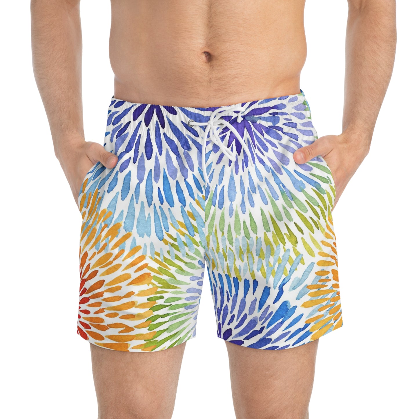 Vibrant Tie-Dye Swim Trunks Colorful Beach Shorts
