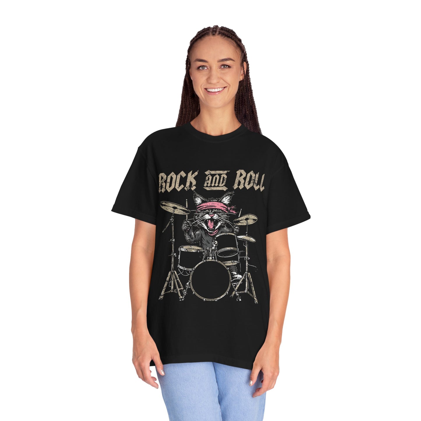 Rock and Roll Unisex Garment-Dyed T-shirt - For Musicians, Concert Lovers, Festive Gatherings, Cool Attire, Casual Hangouts