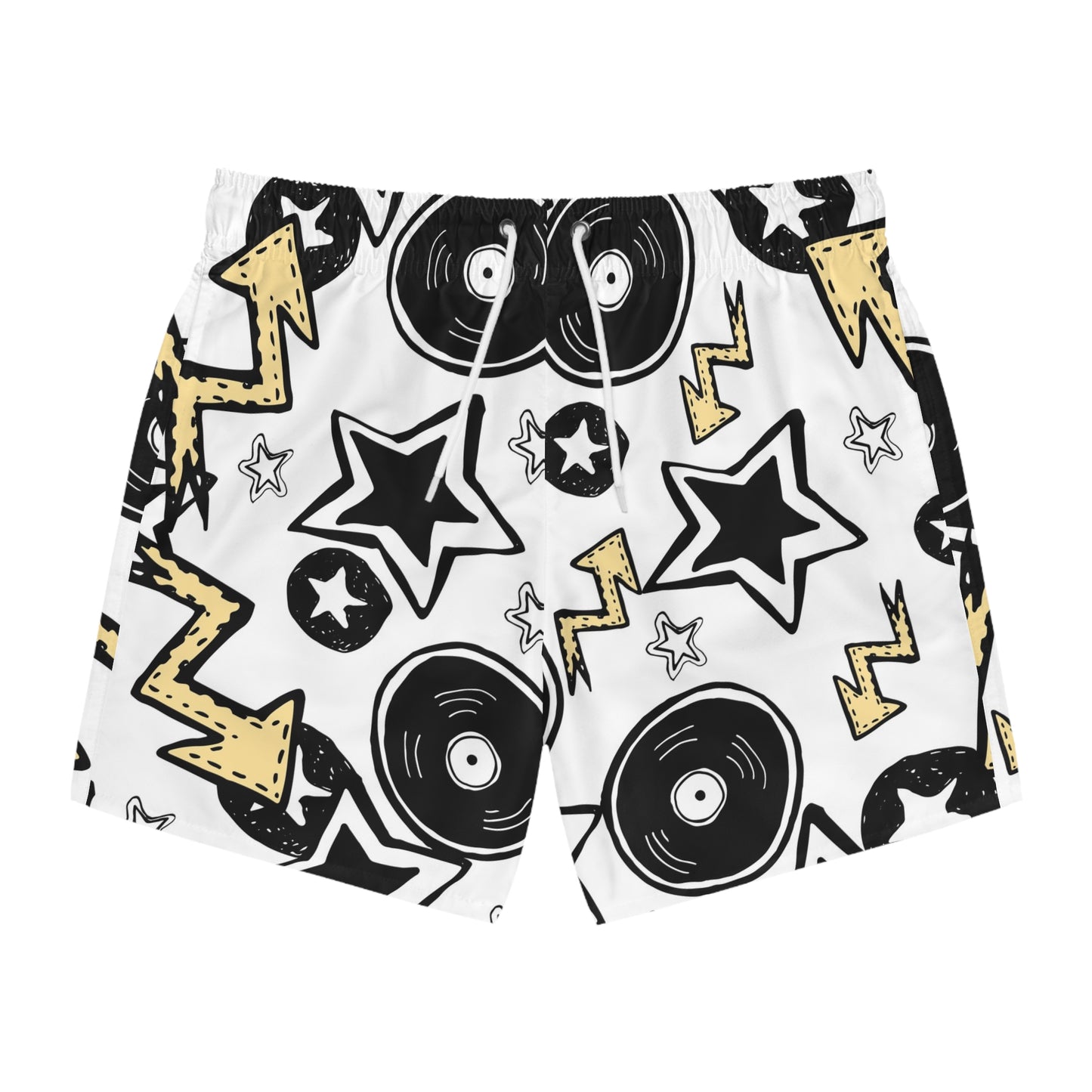 Groovy Music Swim Trunks, Vibrant Beach Shorts, Summer Party Attire, Poolside Essentials, Festivals, Music Lover Gifts