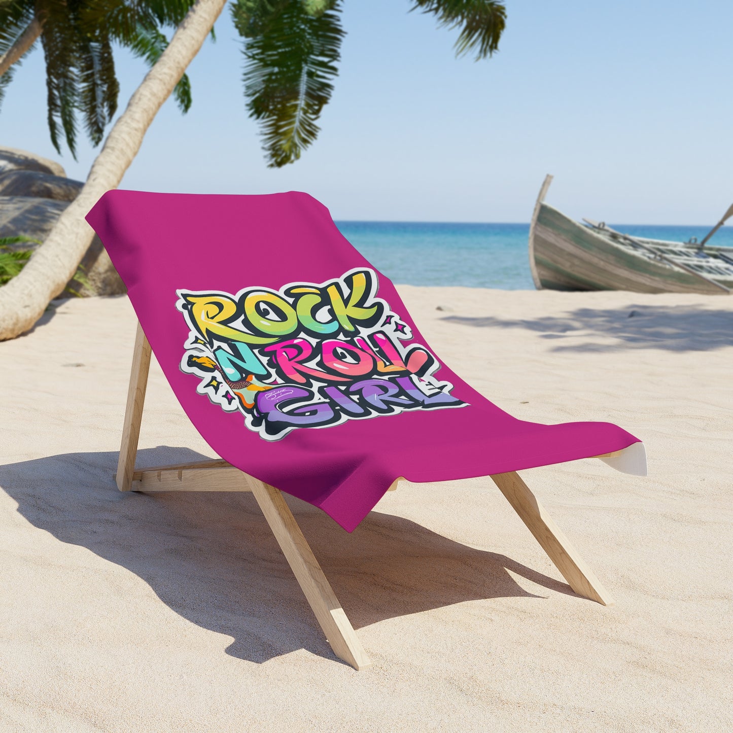 Rock 'N' Roll Girl Beach Towel