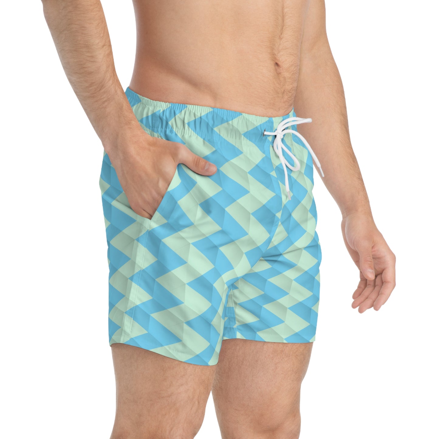 Stylish Geometric Swim Trunks for Summer Fun, Beach Wear, Pool Party Essentials, Vacation Swimwear, Men's Swim Shorts
