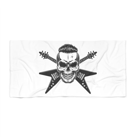 Guitar Skull Beach Towel | Perfect for Rock Lovers, Poolside Fun, Summer Vacations, Music Festivals, and Beach Days