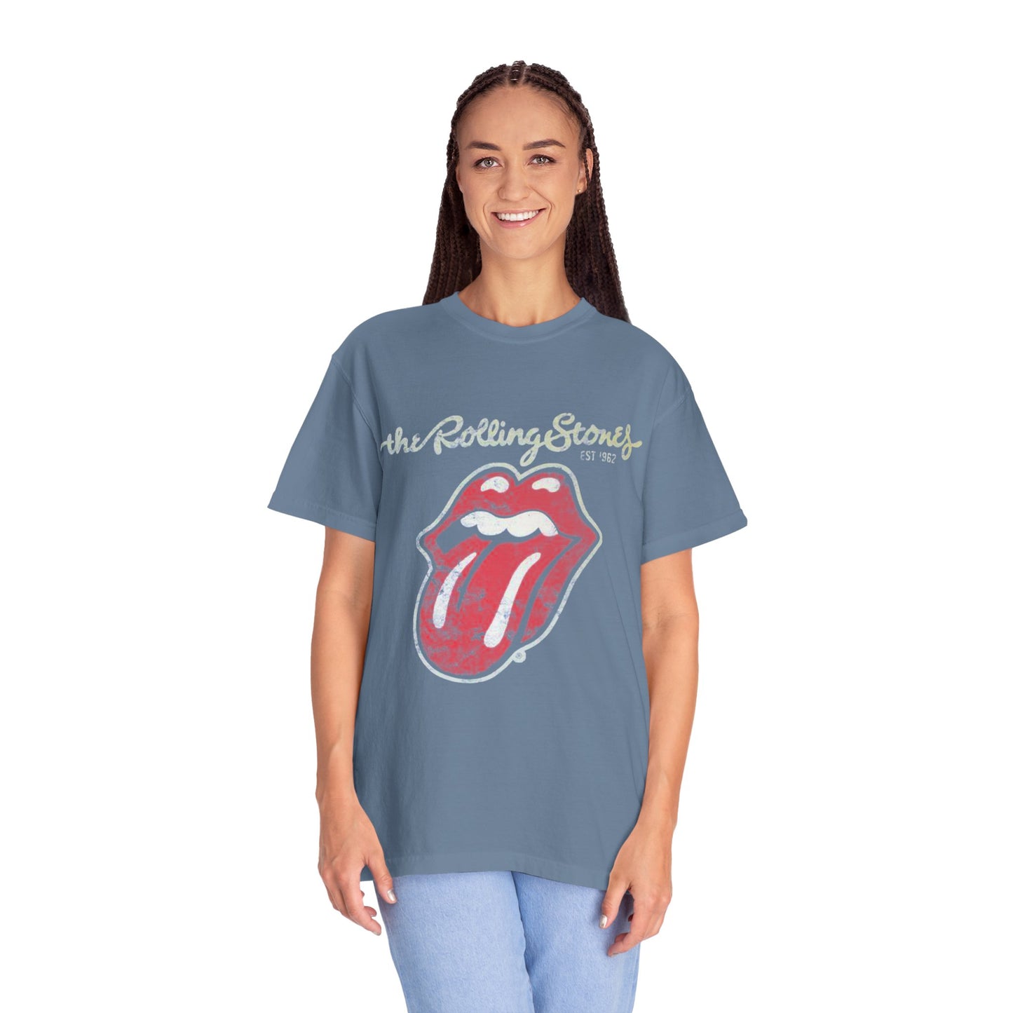 Vintage Rolling Stones Inspired T-Shirt, Rock Music Tee, Unisex Garment-Dyed Shirt, Cozy Casual Wear, Gift for Music Lovers, Concert Attire