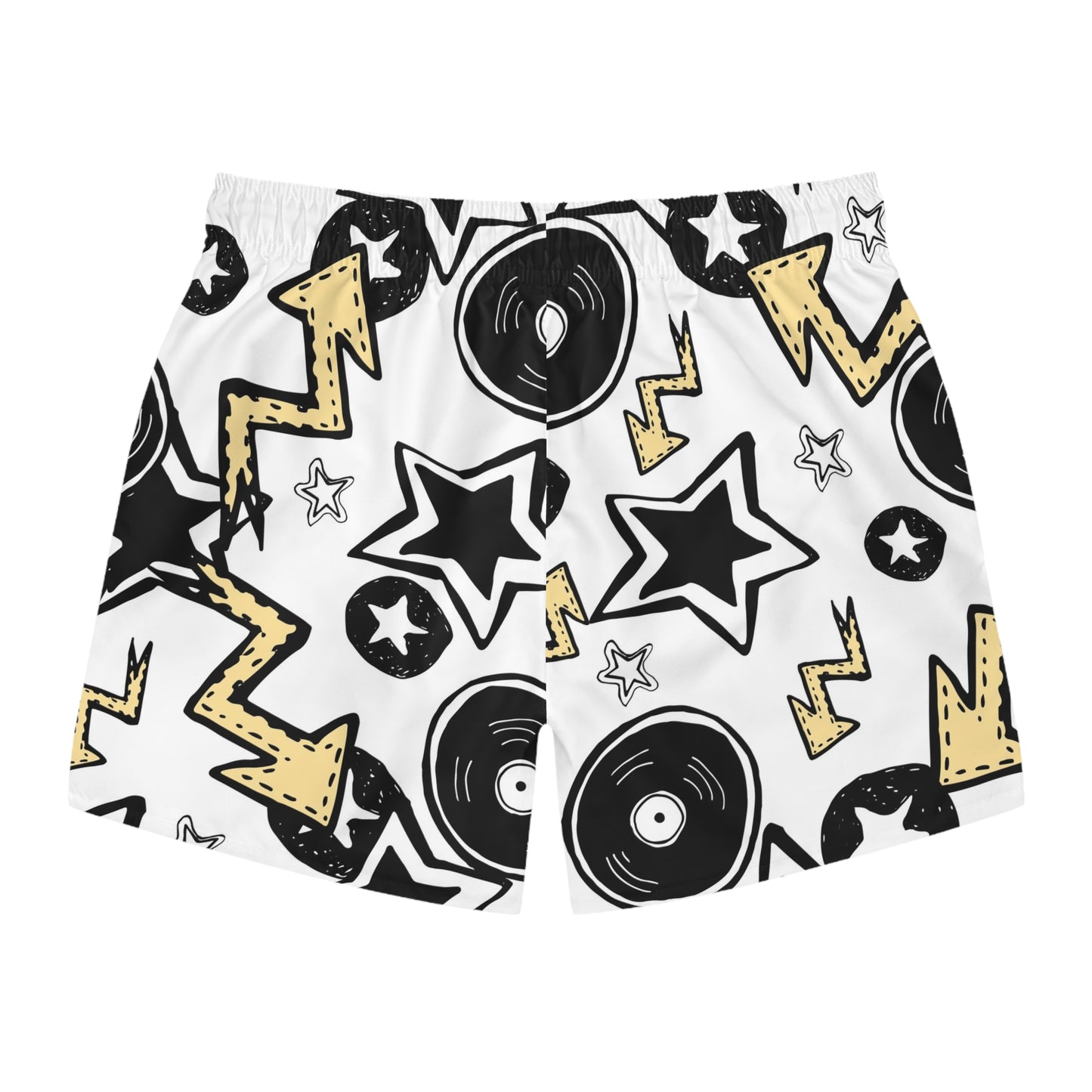 Groovy Music Swim Trunks, Vibrant Beach Shorts, Summer Party Attire, Poolside Essentials, Festivals, Music Lover Gifts