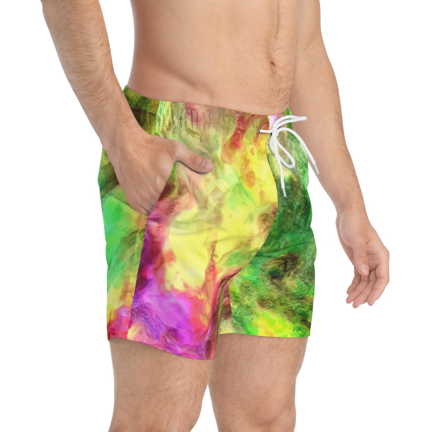 Vibrant Abstract Swim Trunks Colorful Beachwear