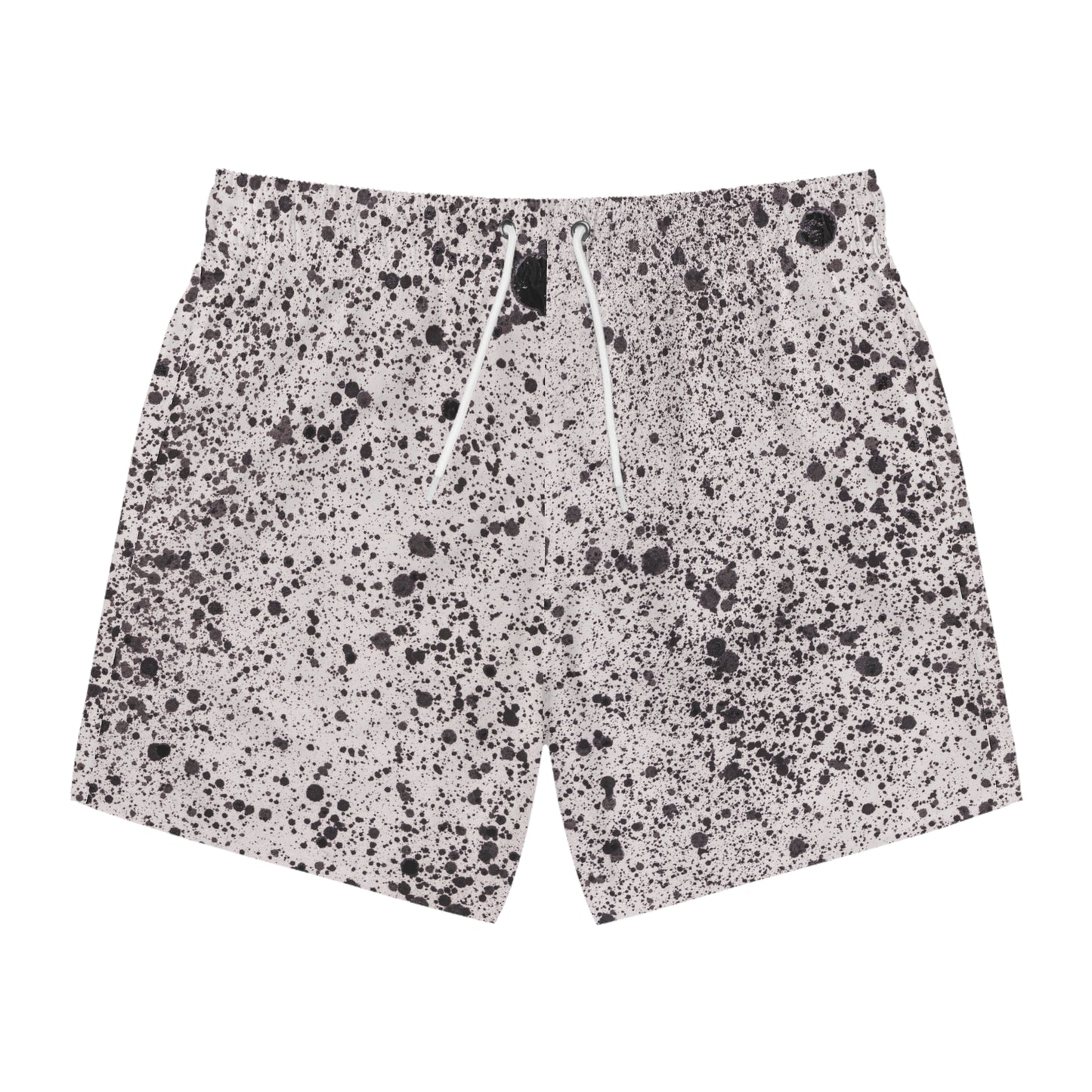 Stylish Black Splatter Swim Trunks, Summer Beachwear, Pool Party Essentials, Vacation Swim Shorts, Casual Swimwear for Men