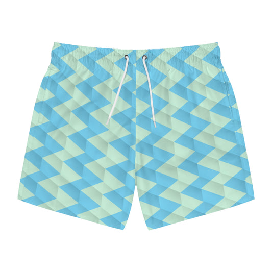 Stylish Geometric Swim Trunks for Summer Fun, Beach Wear, Pool Party Essentials, Vacation Swimwear, Men's Swim Shorts