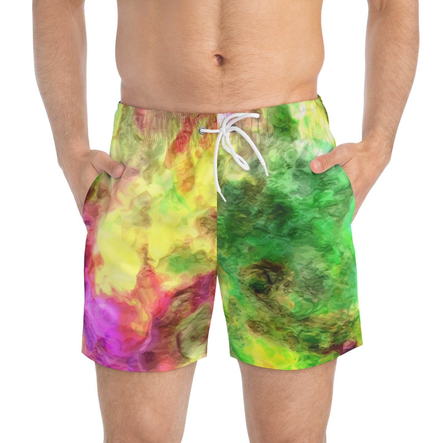 Vibrant Abstract Swim Trunks Colorful Beachwear