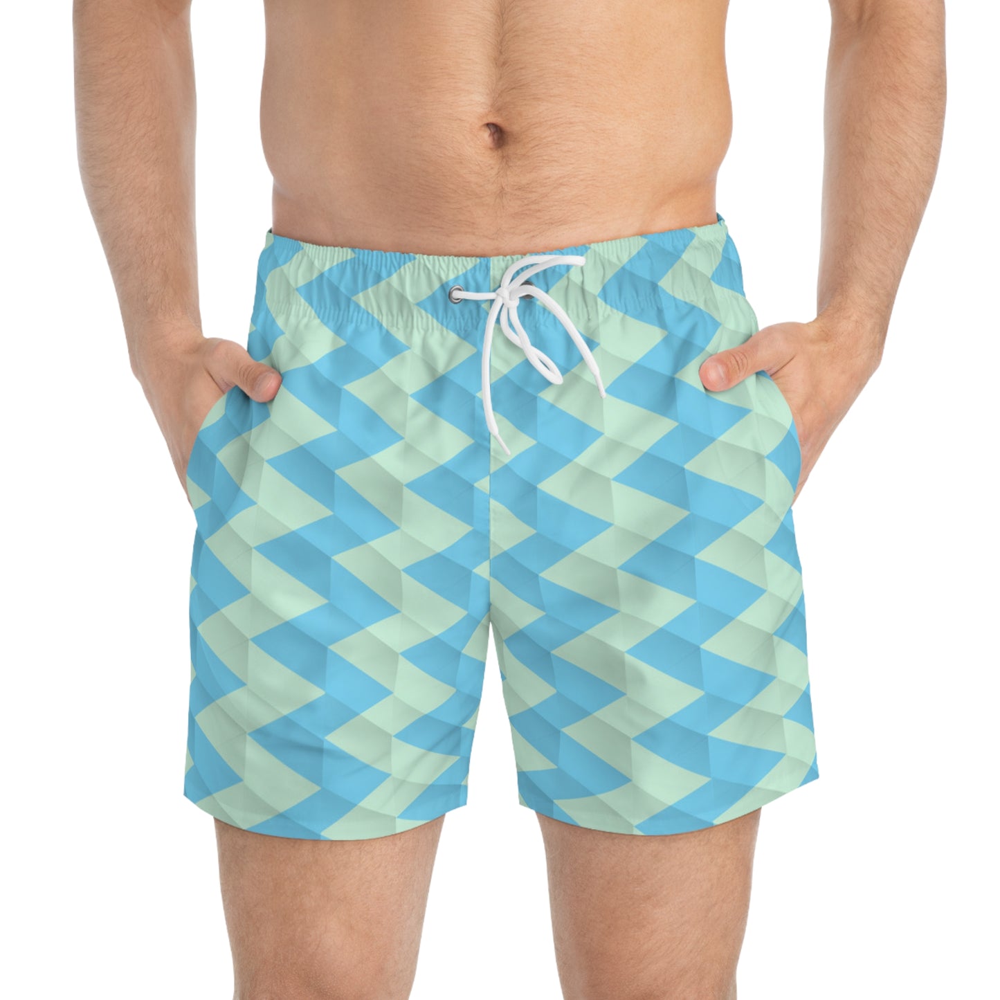 Stylish Geometric Swim Trunks for Summer Fun, Beach Wear, Pool Party Essentials, Vacation Swimwear, Men's Swim Shorts
