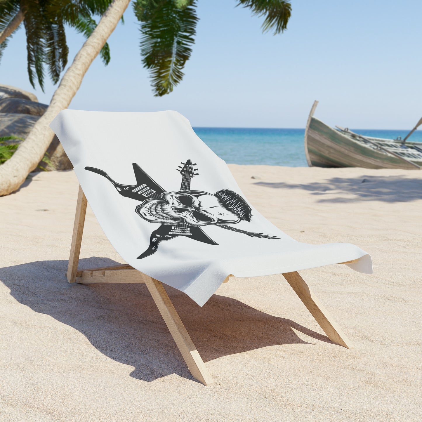 Guitar Skull Beach Towel | Perfect for Rock Lovers, Poolside Fun, Summer Vacations, Music Festivals, and Beach Days