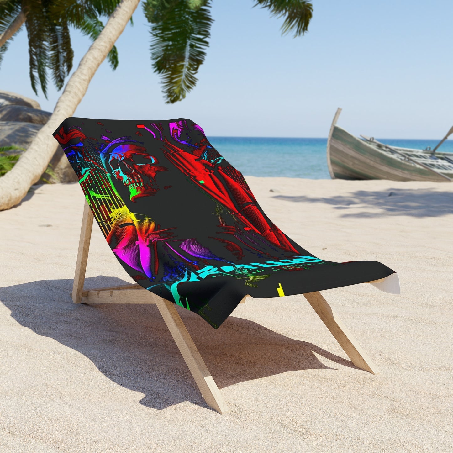 Vibrant Beach Towel Featuring Metallica Art