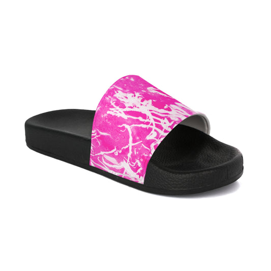 Trendy Women's Slide Sandals with Pink Marble Design, Stylish Pool Slides, Comfortable Beach Footwear, Summer Essentials, Gift for Her