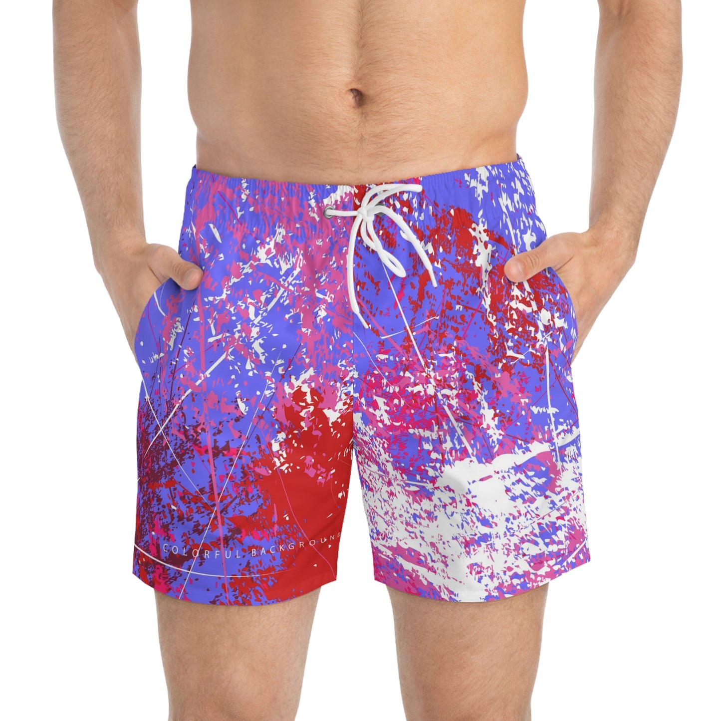 Vibrant Abstract Swim Trunks, Bold Beachwear for Summer Fun, Stylish Poolside Shorts, Unique Vacation Gear, Perfect Gift for Water Lovers