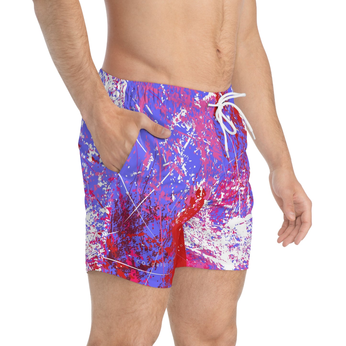 Vibrant Abstract Swim Trunks, Bold Beachwear for Summer Fun, Stylish Poolside Shorts, Unique Vacation Gear, Perfect Gift for Water Lovers