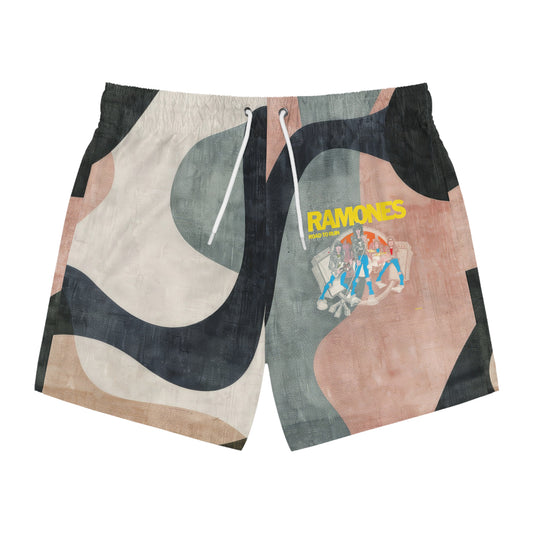 Cool Graphic Swim Trunks, Retro Beach Shorts, Perfect for Summer, Pool Party, Music Lovers, Gift for Him