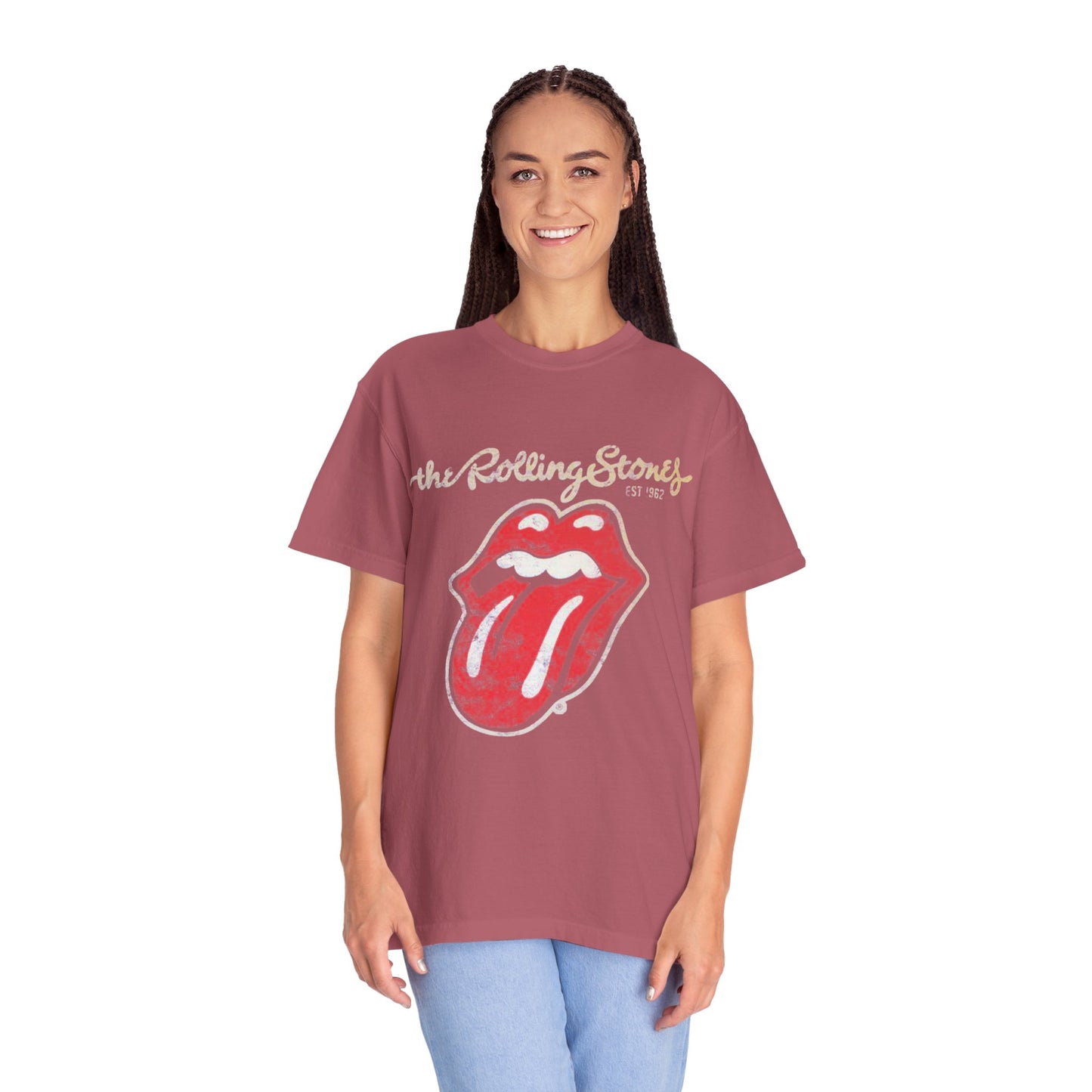Vintage Rolling Stones Inspired T-Shirt, Rock Music Tee, Unisex Garment-Dyed Shirt, Cozy Casual Wear, Gift for Music Lovers, Concert Attire