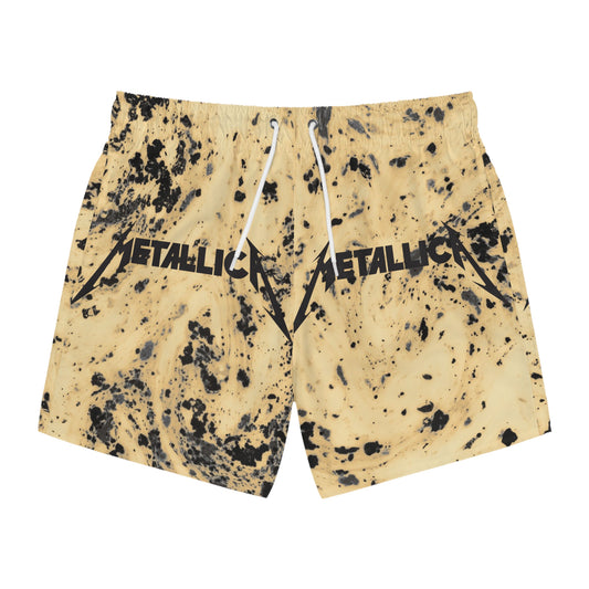 Metallica Swim Trunks, Rock Band Swim Shorts, Music Festival Gear, Summer Beach Wear, Men's Swimwear, Edgy Beach Attire