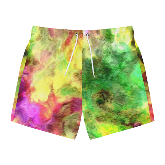 Vibrant Abstract Swim Trunks Colorful Beachwear