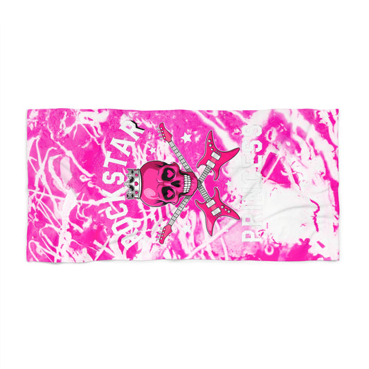 Rockstar Pink Skull Beach Towel - Stylish Summer Accessory, Fun Gift for Beach Lovers, Poolside Essential, Festival Gear, Vibrant Decor