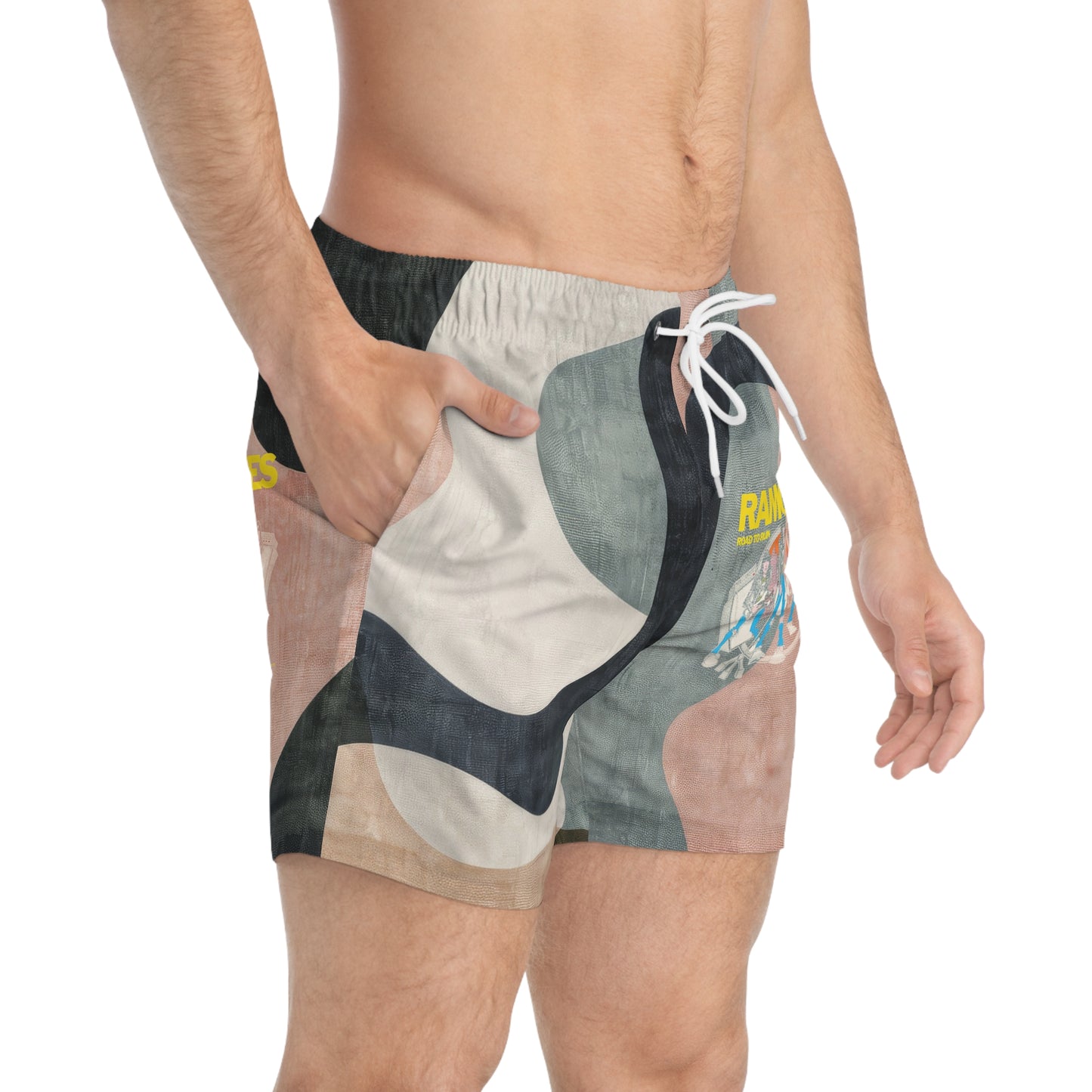 Cool Graphic Swim Trunks, Retro Beach Shorts, Perfect for Summer, Pool Party, Music Lovers, Gift for Him