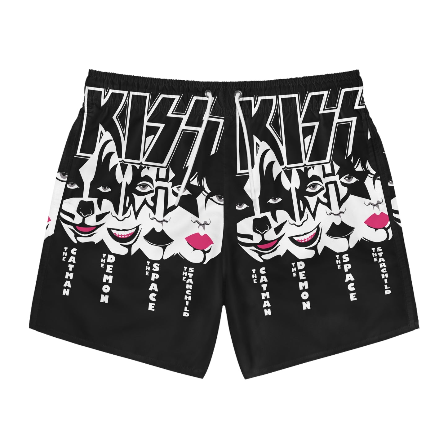 KISS Themed Swim Trunks, Rock Band Beachwear, Summer Swim Shorts, Music Festival, Vacation Wardrobe